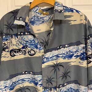 Tropical Vibes Blue and Gray Casual Shirt